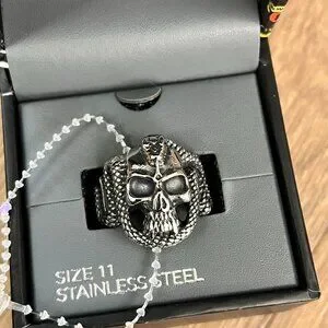 Ed Hardy | Accessories | New Ed Hardy Skull And Snake Mens Stainless ...